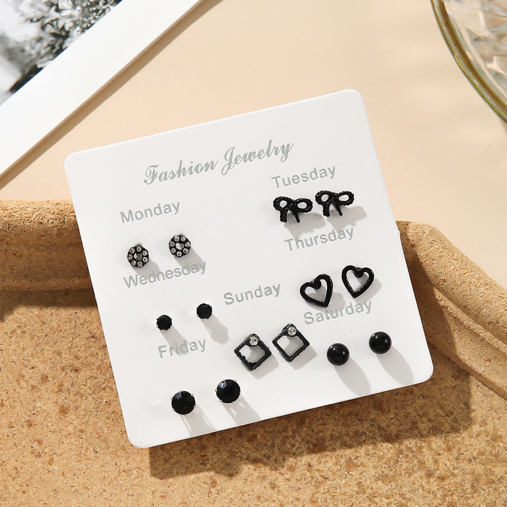 Hot Pearl Stud Earrings Set - Simple Design, Versatile Alloy Jewelry