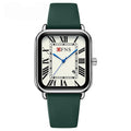 Women's Vintage Square Quartz Watch with Roman Numerals & Luminous Dial