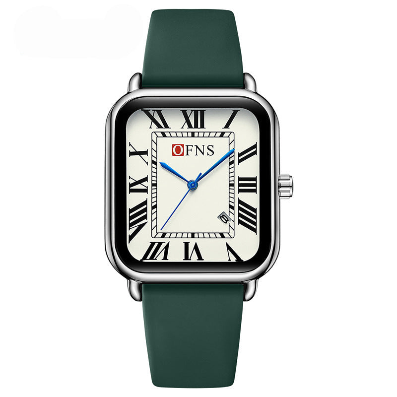 Women's Vintage Square Quartz Watch with Roman Numerals & Luminous Dial