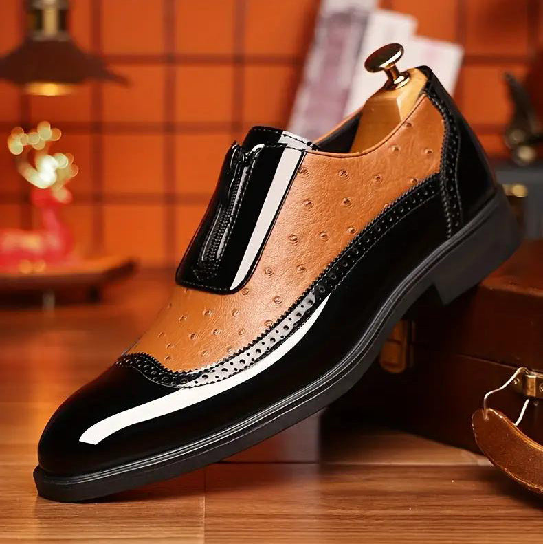 Mens Pointed Toe Leather Chelsea Shoes