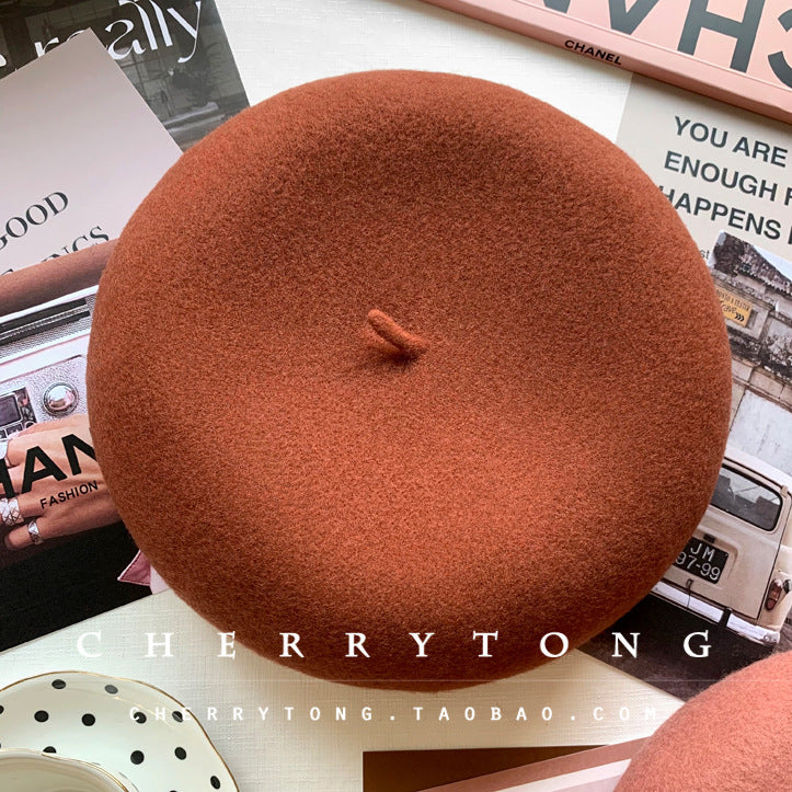Retro Wool Beret  Cashmere & Wool Women's Hat for Autumn & Winter
