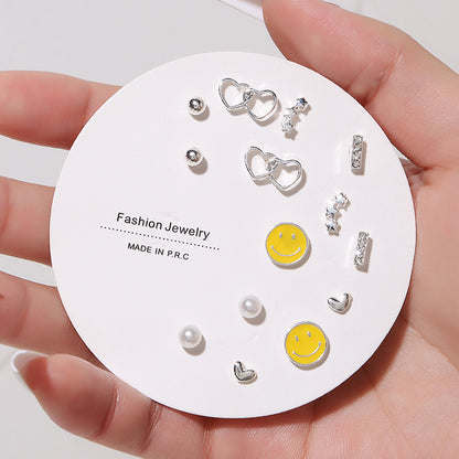 Small Stud Earrings Set - Exquisite 7 Pairs with Simple Color and Zircon Details