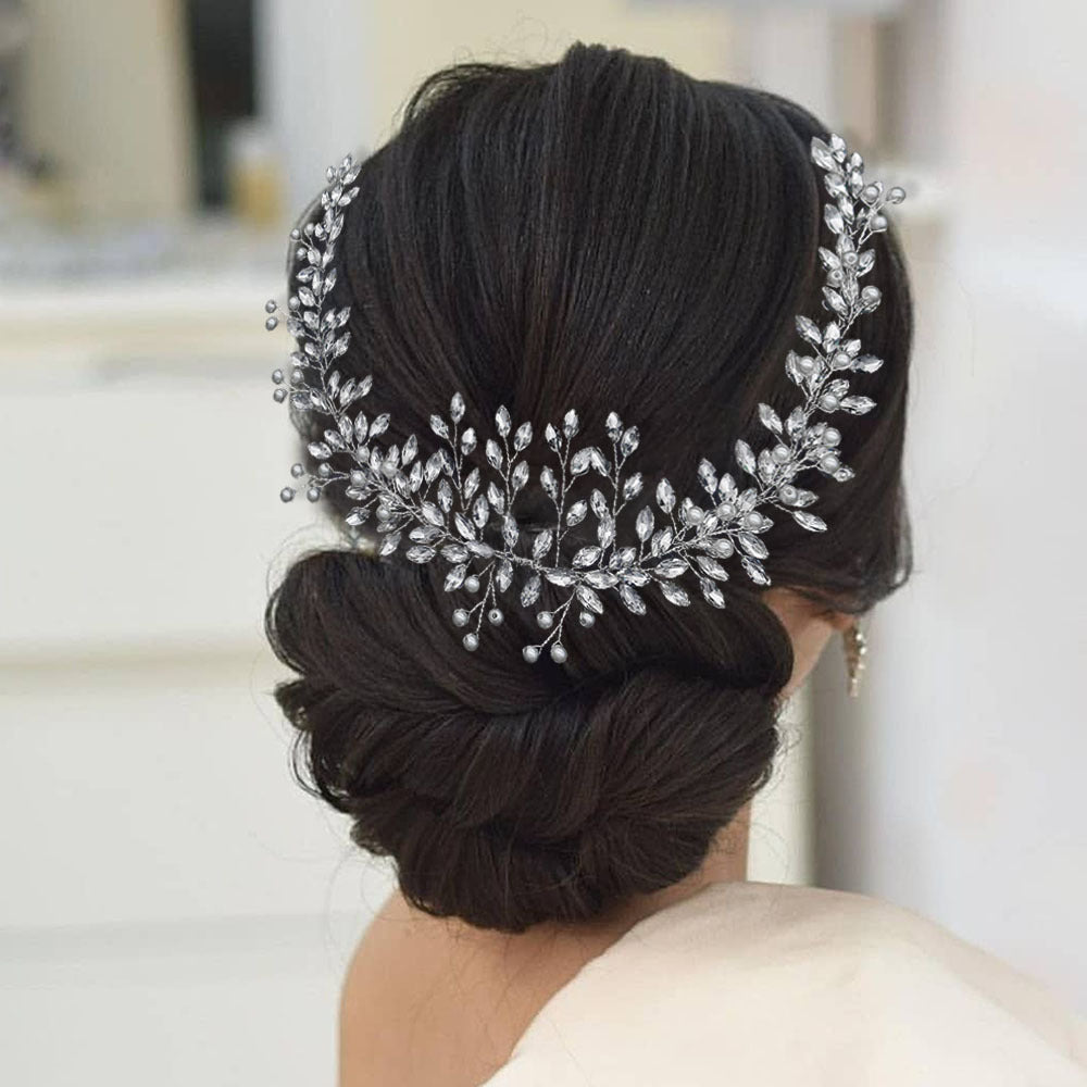 Bridal handmade pearl rhinestone Wedding headband