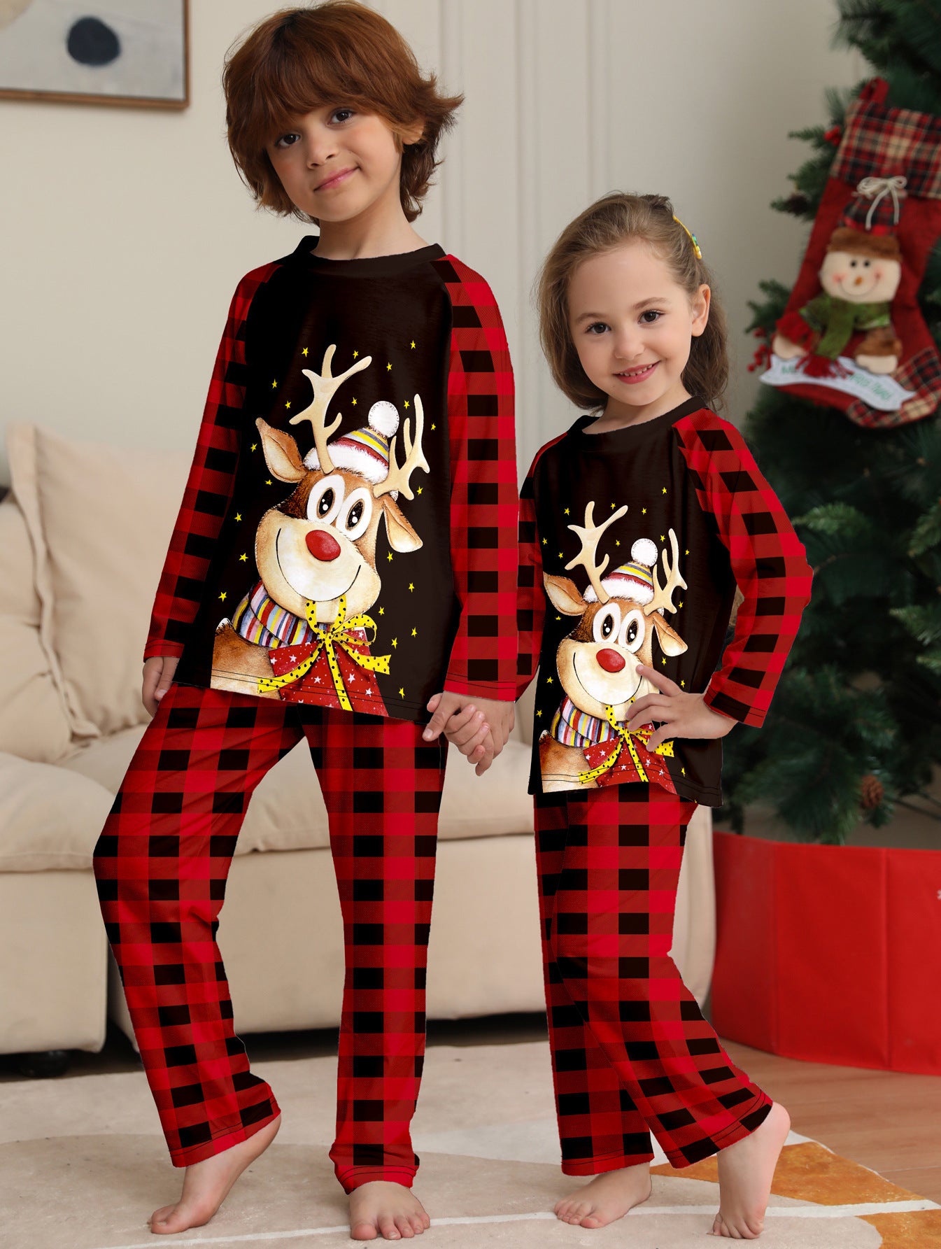 Jolly Fawn Plaid Family Pajama Set