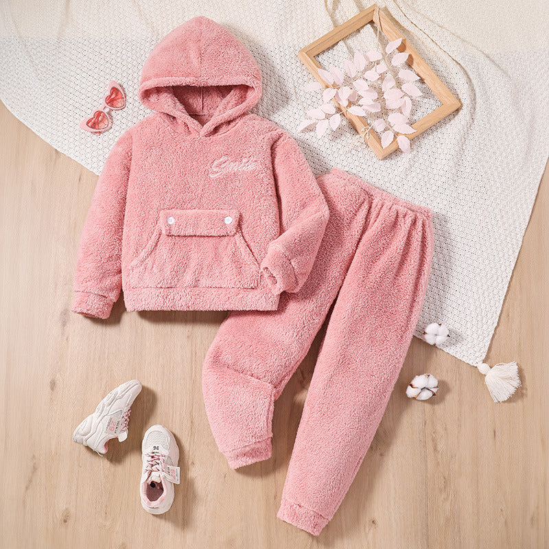 Girls' Plush Hoodie & Jogger Set