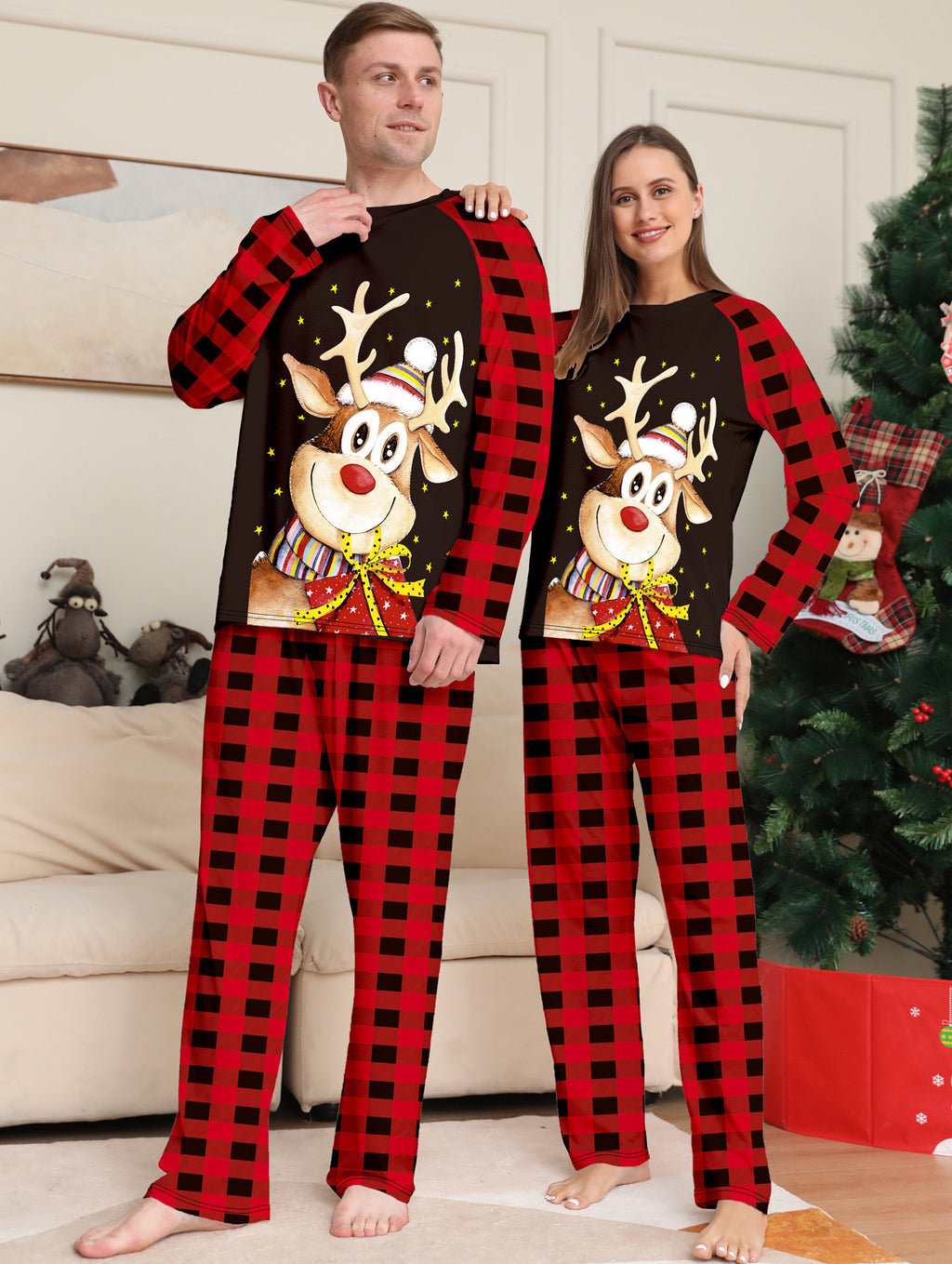 Jolly Fawn Plaid Family Pajama Set