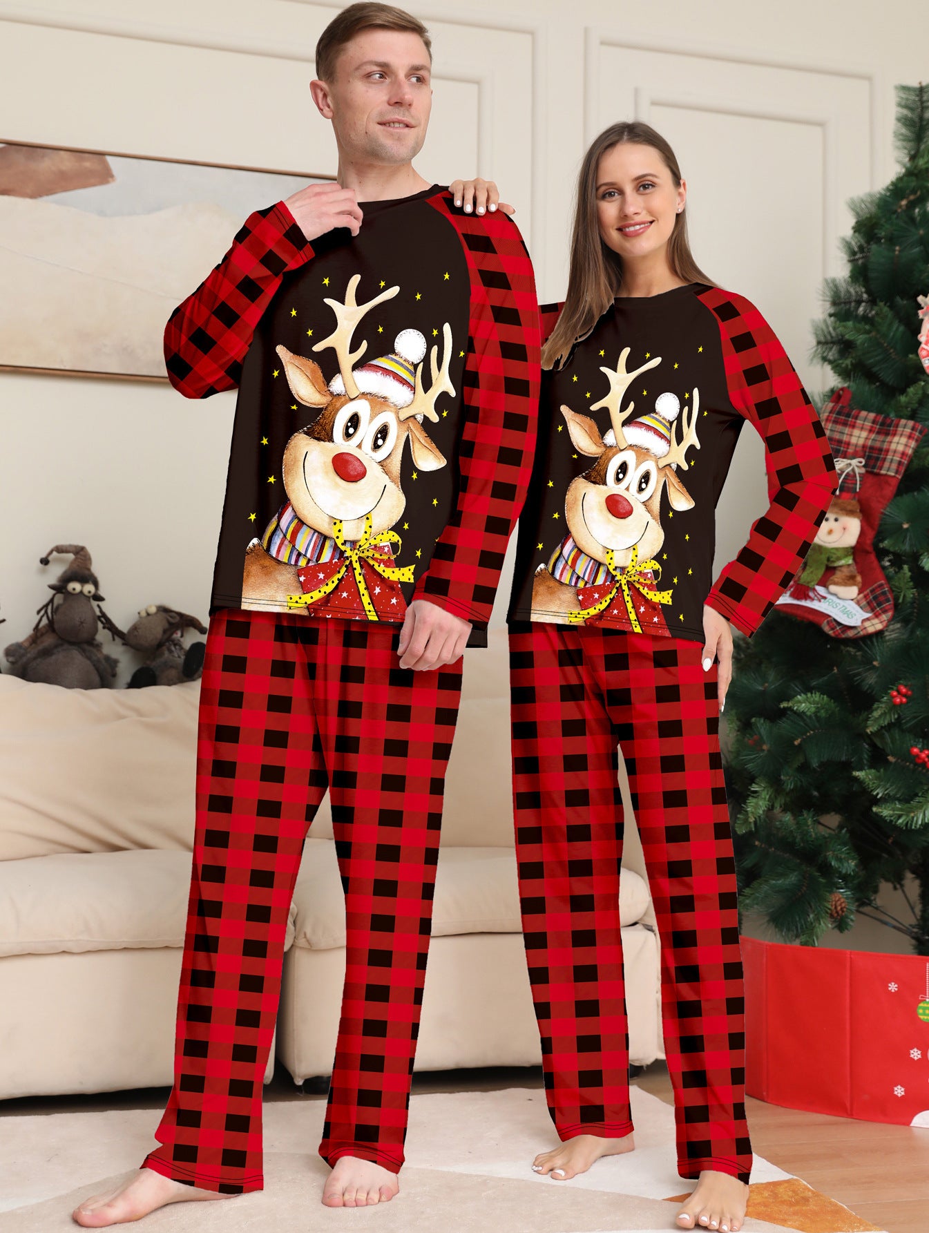 Jolly Fawn Plaid Family Pajama Set