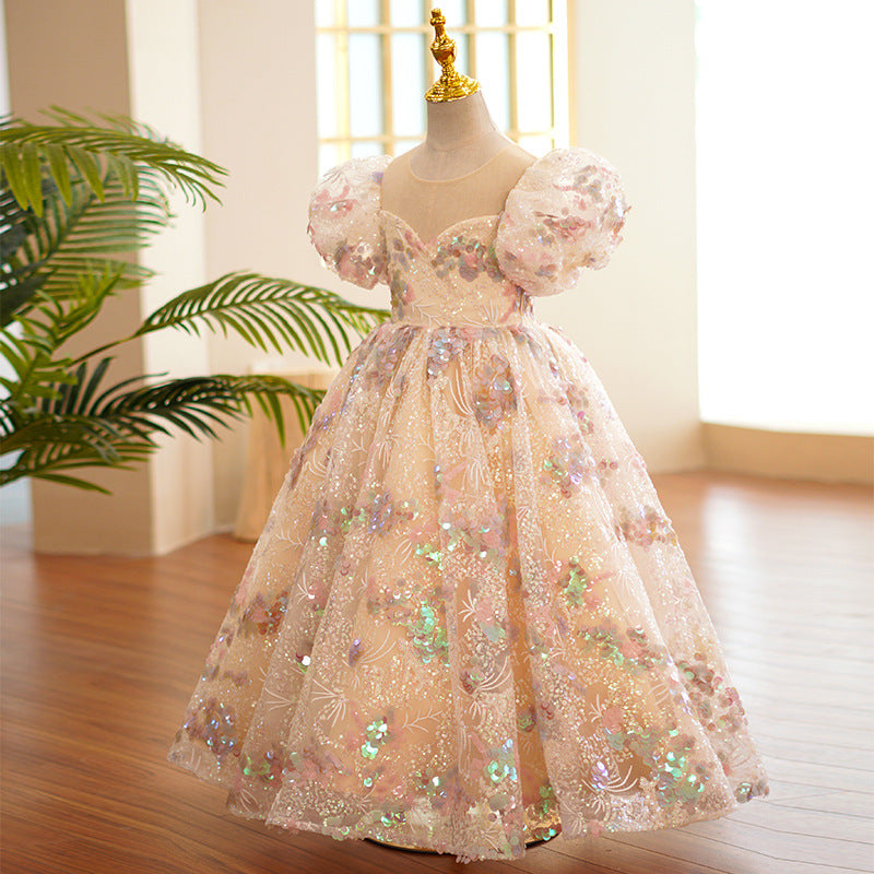 Blush Shimmer Floral Ball Gown