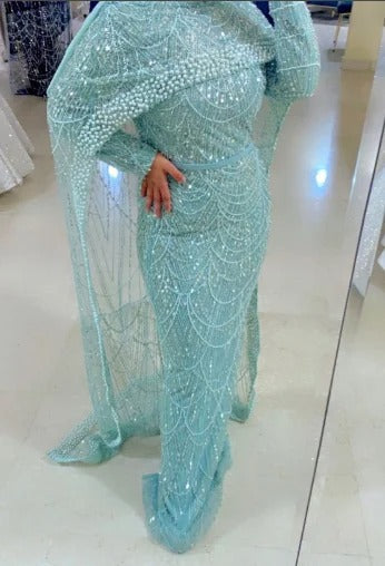 Elegant Dubai Pearl Light Luxury Gown