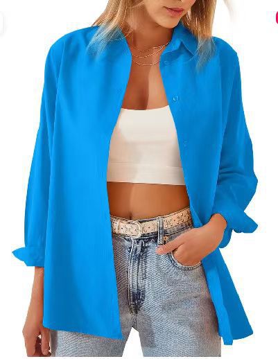 Candy-Colored Button-Up Cardigan Shirt for Women