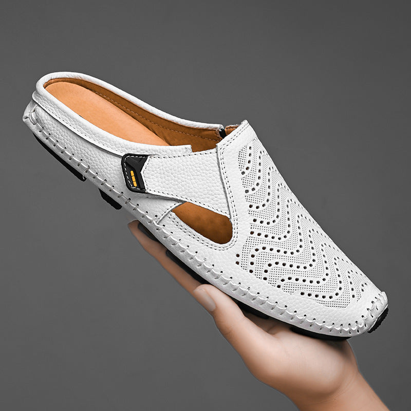 Mens Summer Breathable Toe-Wrapped Sandals Casual Slip-On Driving Shoes (On Hand)