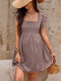 Plaid Square Neck Maternity Dress