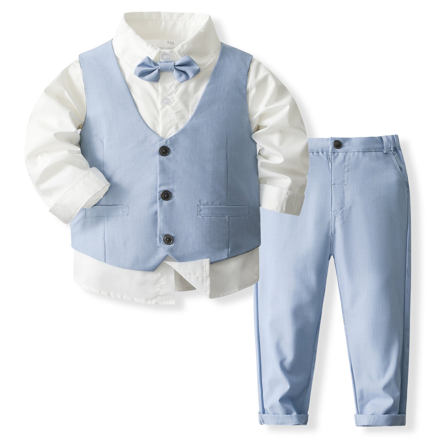 Boys' Spring & Autumn Shirt, Vest, and Pants Set