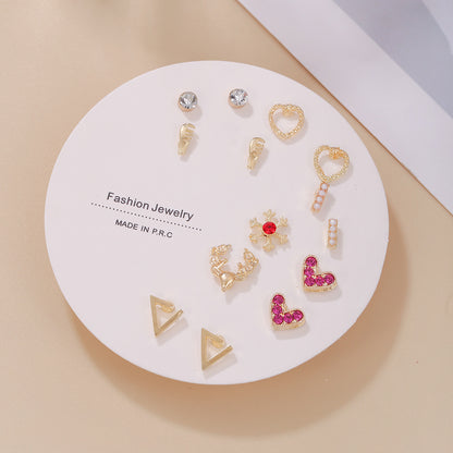 Small Stud Earrings Set - Exquisite 7 Pairs with Simple Color and Zircon Details