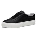 Mens White Leather Sneakers  Breathable Korean Style Casual Shoes