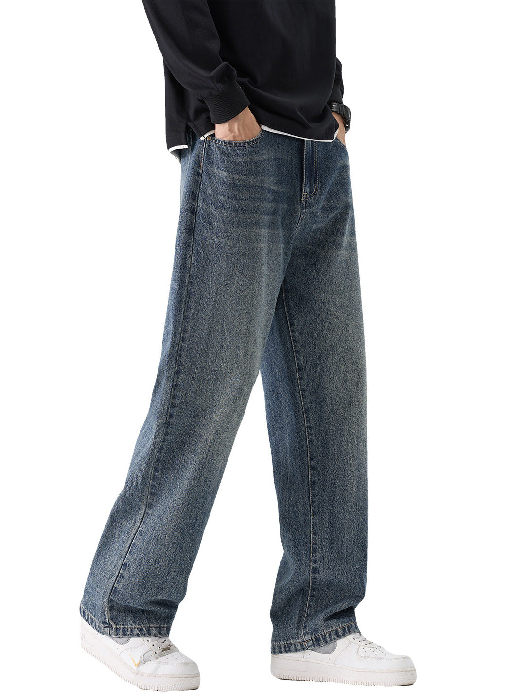 Men’s Loose Wide-Leg Straight Jeans