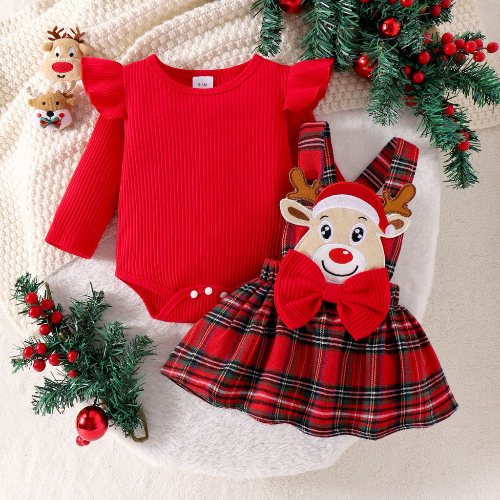 Santa Sweetheart Plaid Strap Skirt Set