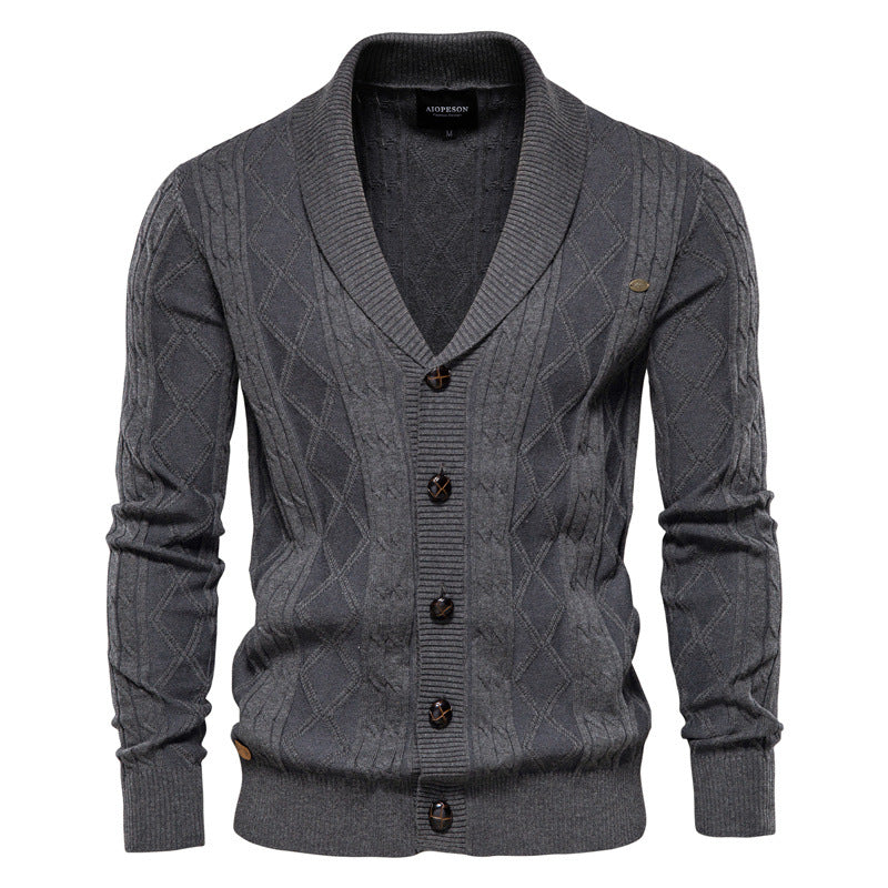 Mens Korean Style Color Block Knit Sweater Jacket
