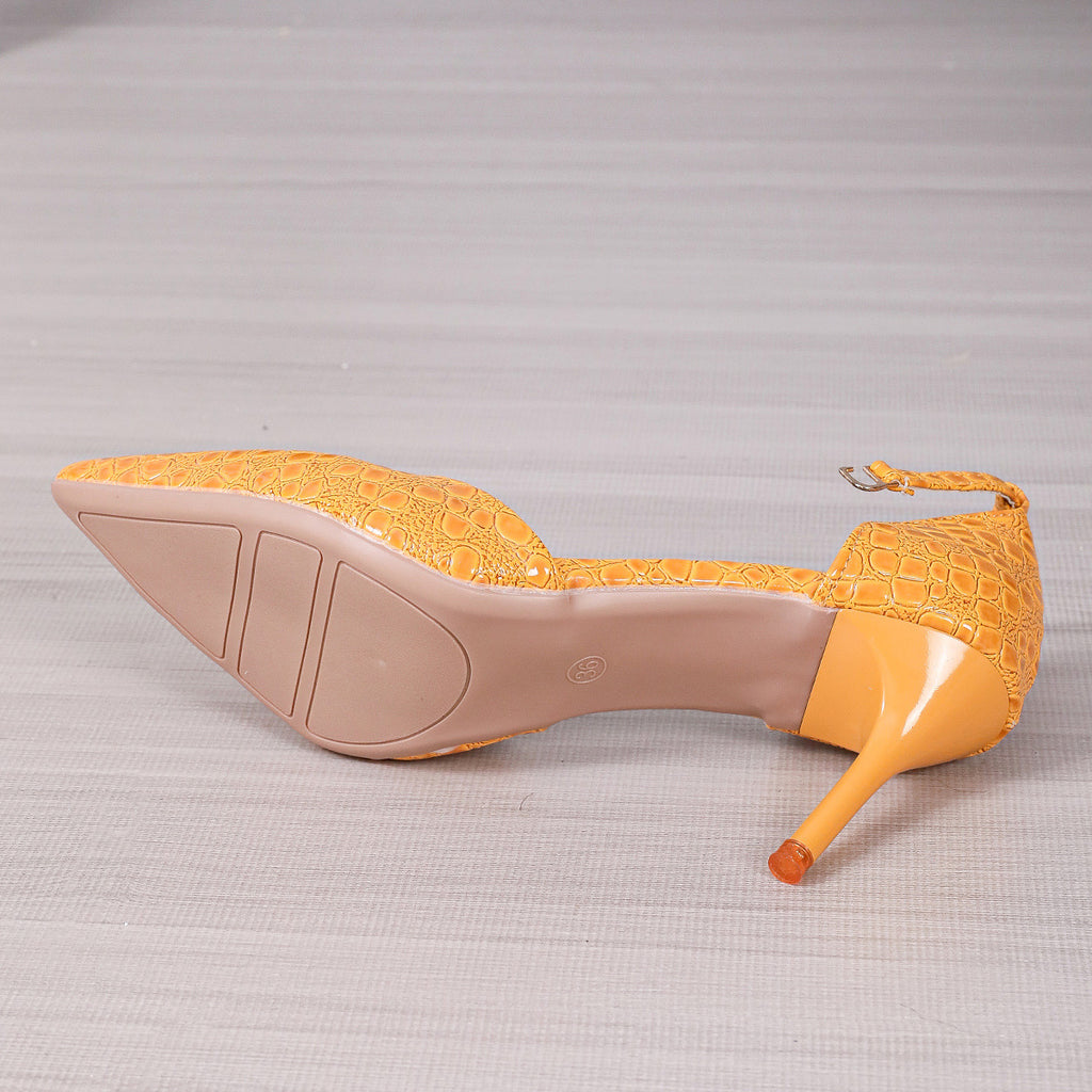 Womem's High heel: Leather Hollow Straight Buckle Strap Pointed Toe