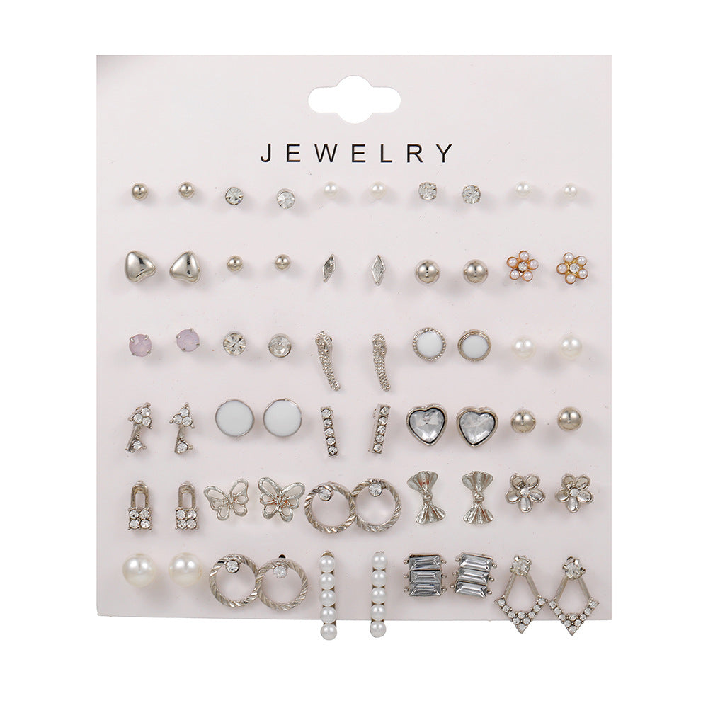 Pearl Stud Earrings Set – 30 Pairs Fashion Earrings for Women