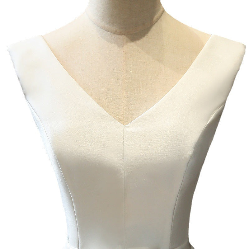 Elegant White Satin Evening Dress