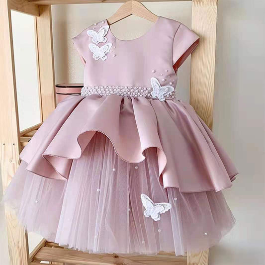 Beaded Bow Butterfly Princess Dress