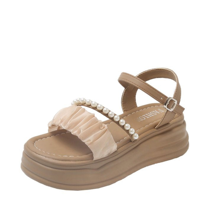 Pearl-Accent Thick-Soled Sandals