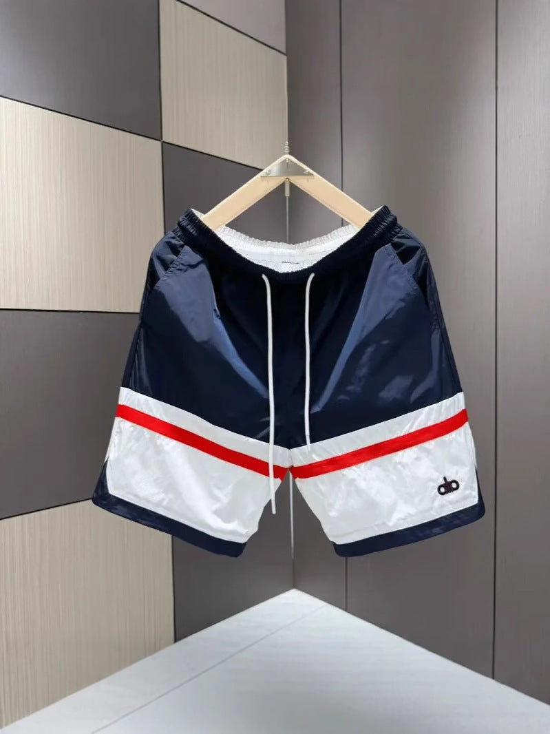 Men's Color Block Casual Shorts  Loose Fit Summer Cropped Pants
