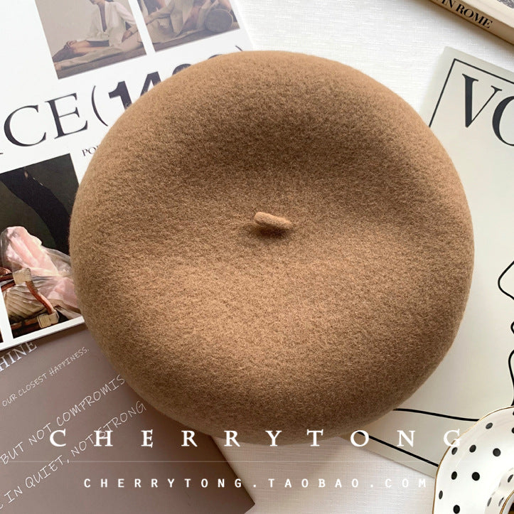 Retro Wool Beret  Cashmere & Wool Women's Hat for Autumn & Winter
