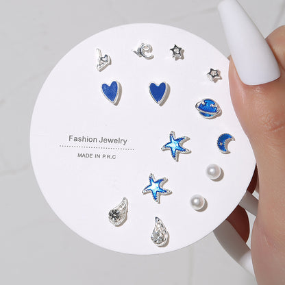 Small Stud Earrings Set - Exquisite 7 Pairs with Simple Color and Zircon Details