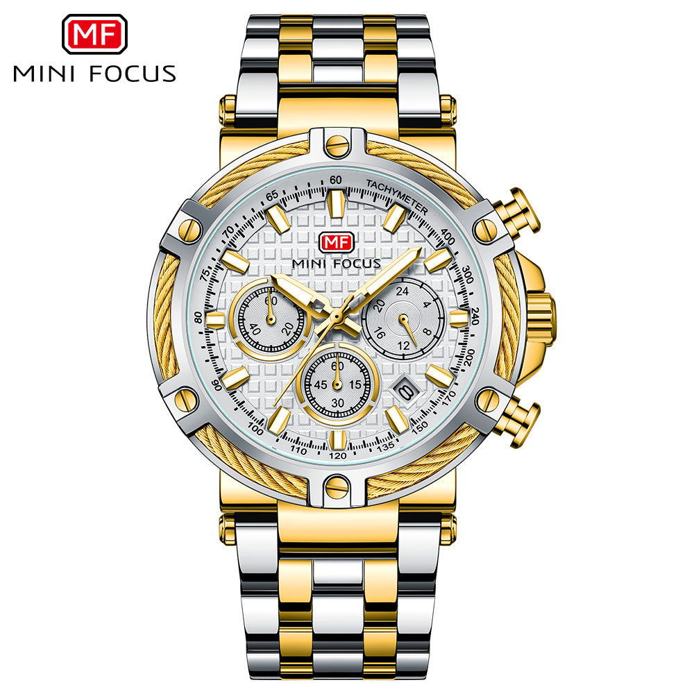 Mini Focus Men's Casual Watch - Waterproof Quartz Luminous Steel Band