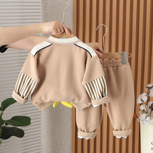 Adorable Bear Lapel Two-Piece Set  Spring & Autumn Cozy Outfit for Babies & Toddlers (0-4 Years)