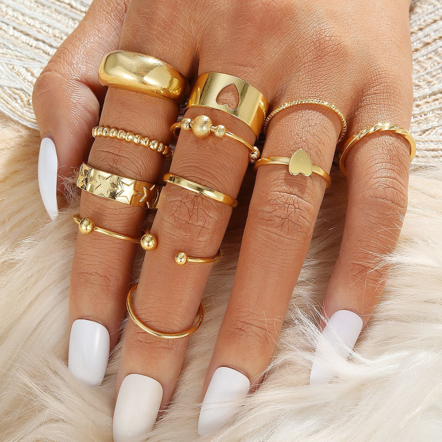 Butterfly ring opening multi-joint ring set 22 pieces love ring female design sense niche