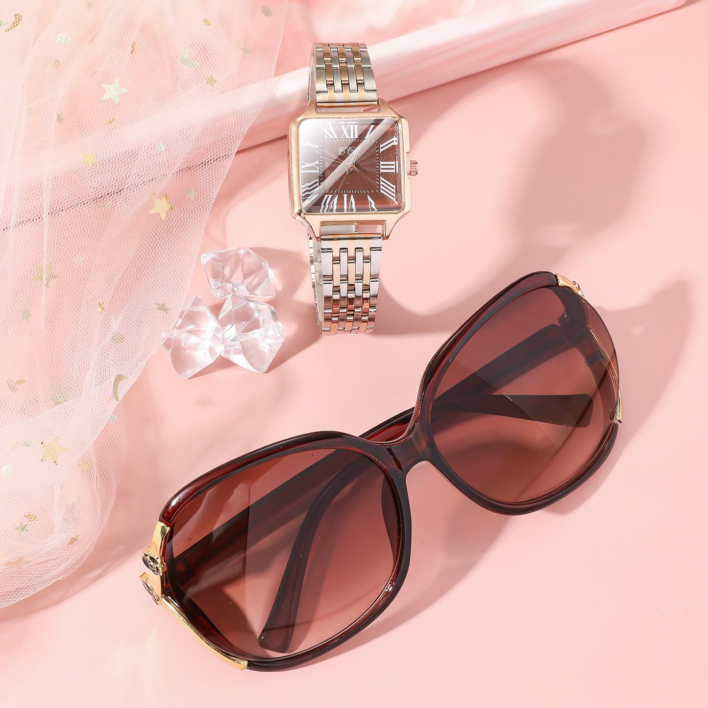 Elegant 3-Piece Gift Set for Women: Belt, Watch, and Sunglasses