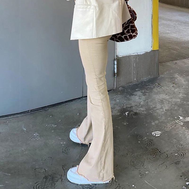 High Elastic Bell Bottoms Slim Denim Pants