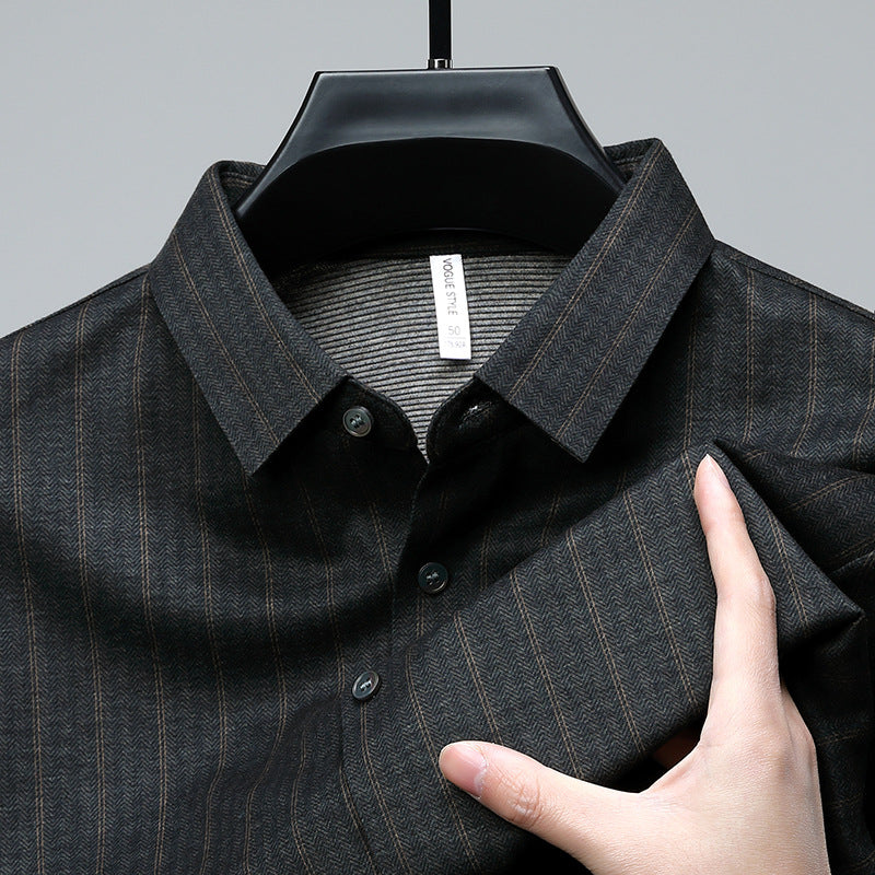 Vertical Stripe Button-Up  Midnight Edition
