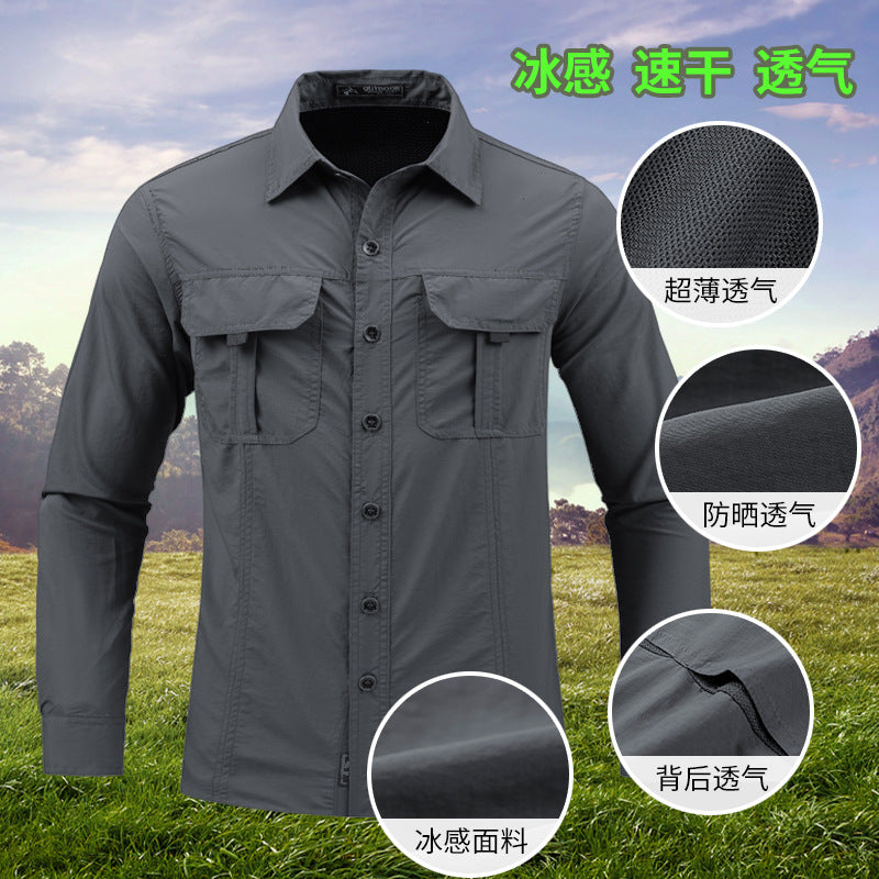 Mens Spring & Summer Quick-Dry Long-Sleeve Outdoor Shirt