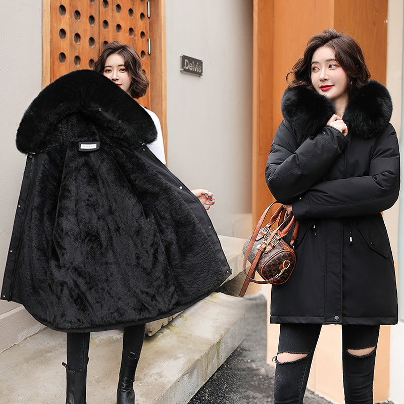 Korean Slim Fit Faux Fur Hooded Winter Jacket