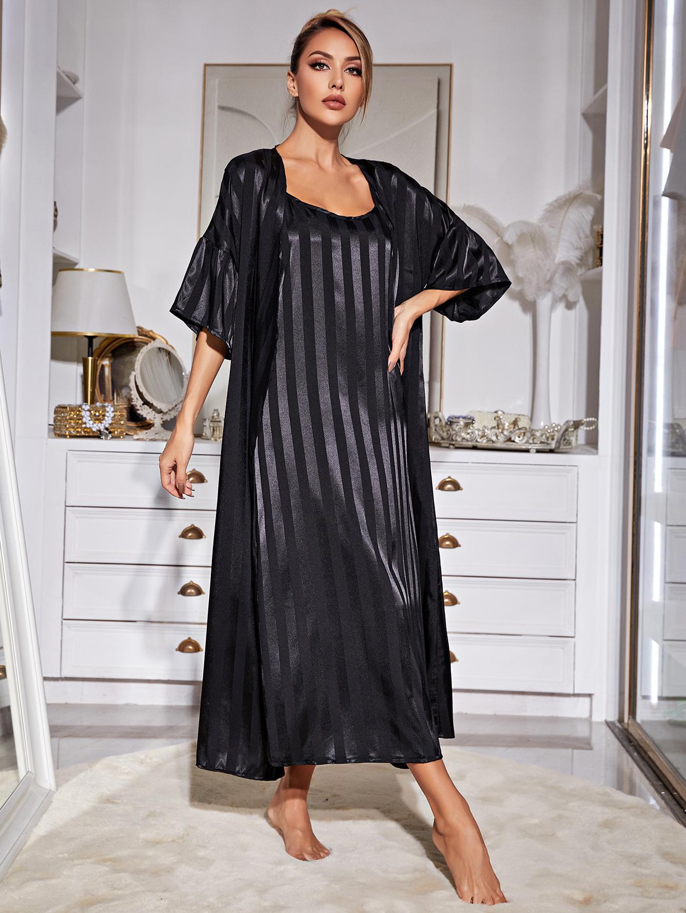 Women's imitation silk long sleeve pyjamas
