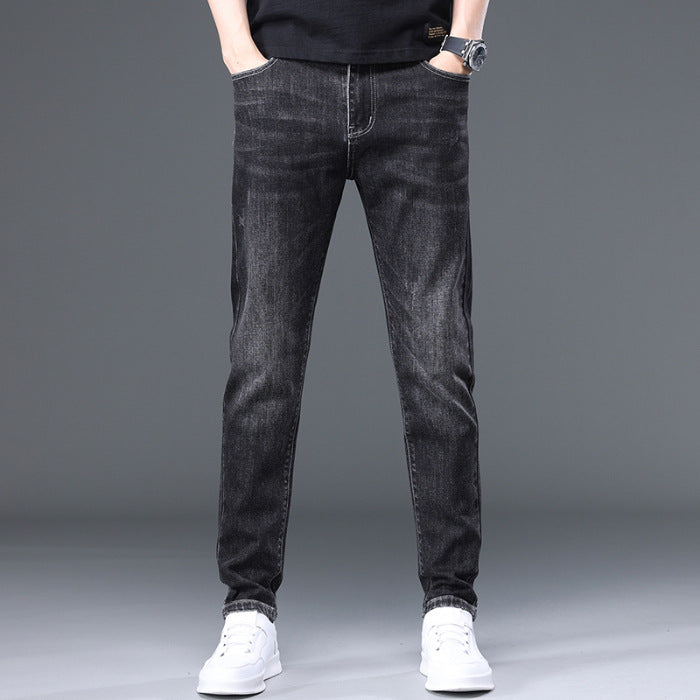 Men’s High-End Washed Slim-Fit Jeans – Spring Trend Straight-Leg Casual Pants