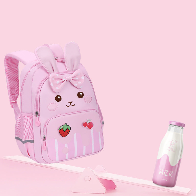 Senior kindergarten backpack for ages 3-6-7, cute rabbit for children and girls, lightweight backpack for outings, cartoon