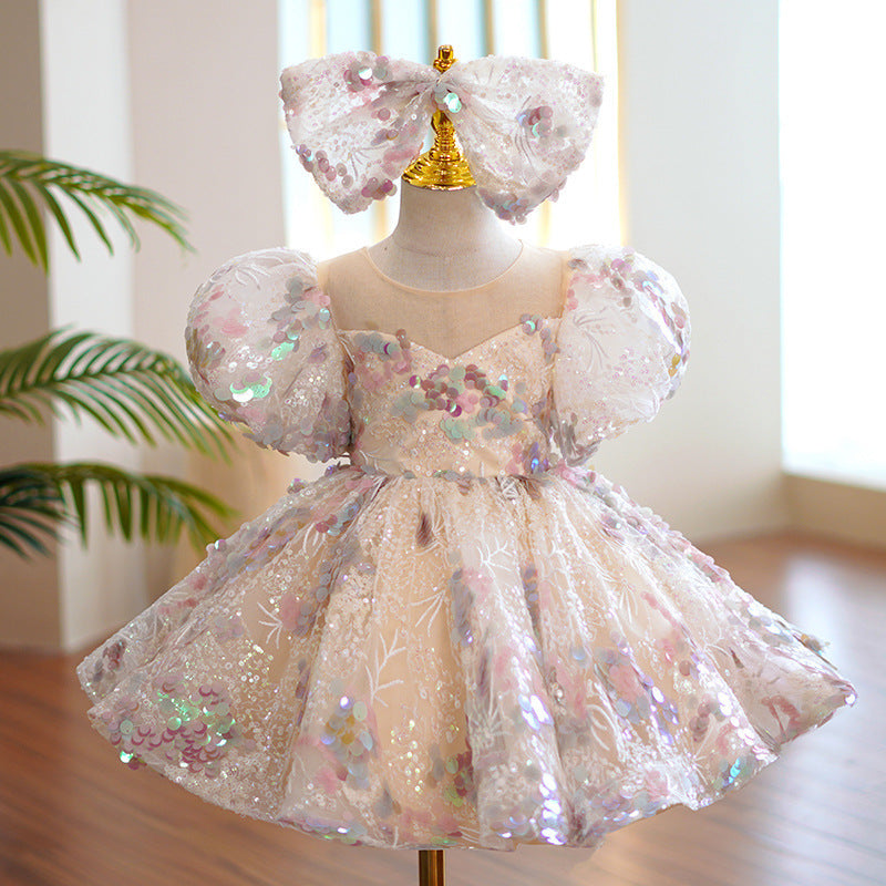 Blush Shimmer Floral Ball Gown