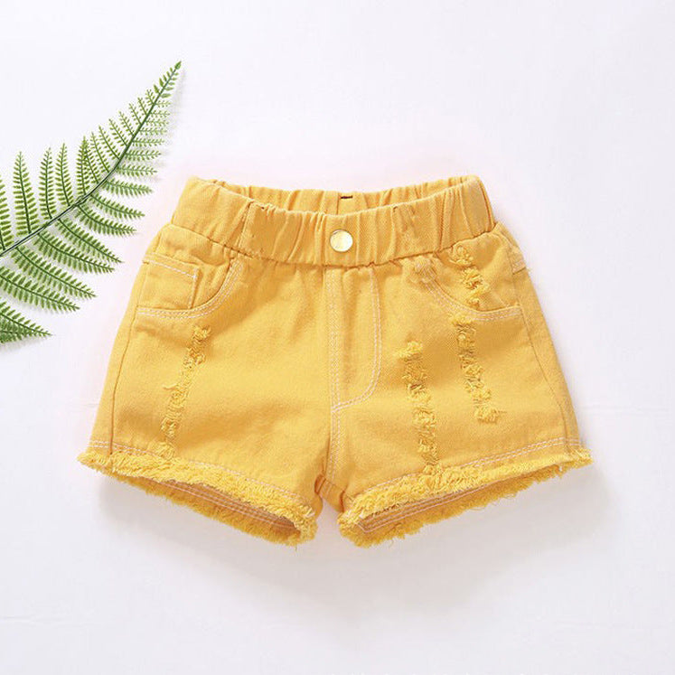 RuffleRise Denim Shorts