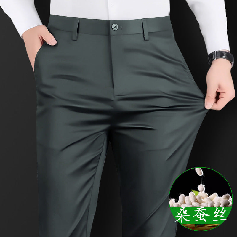 Spring & Summer Men’s Mulberry Silk Stretch Dress Slacks