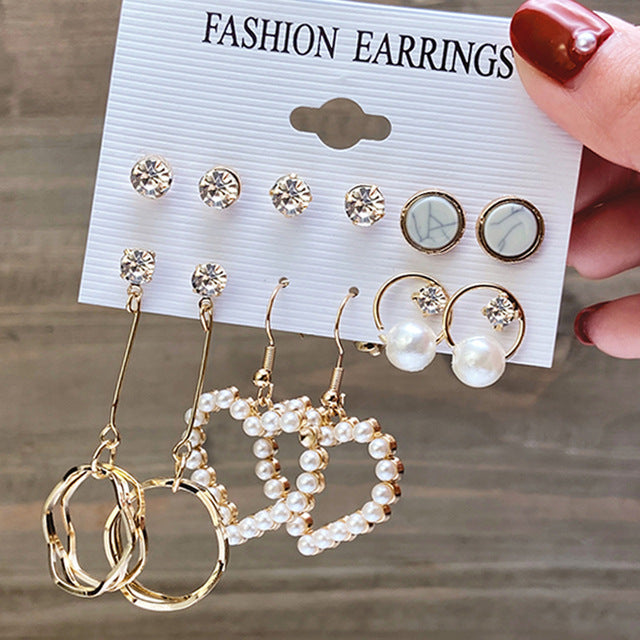 Creative French retro gold earrings set