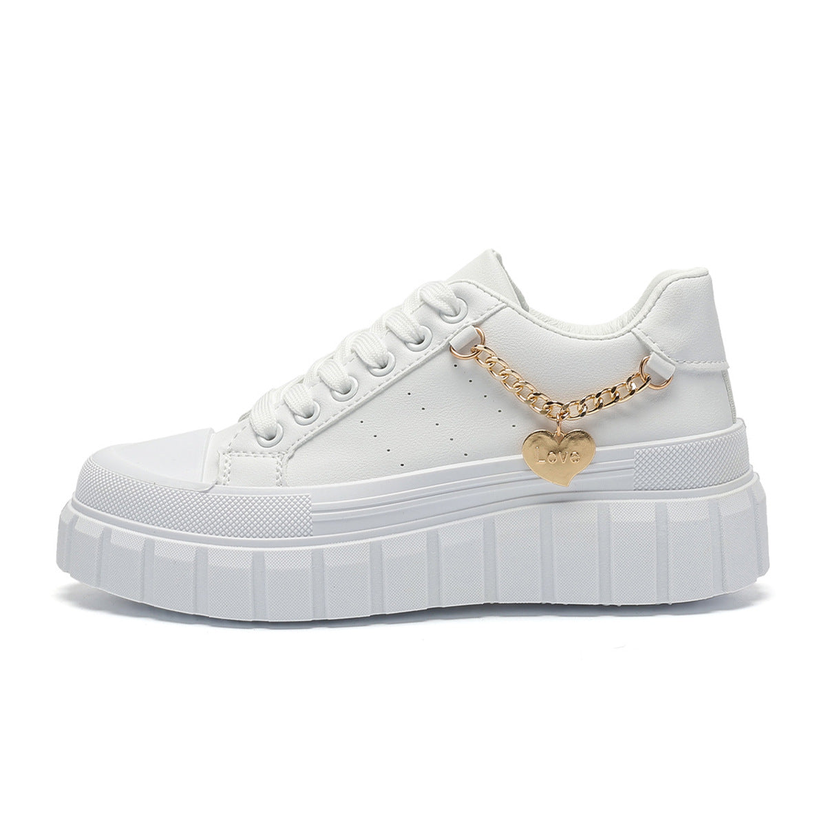 New plus-size women's shoes thick-soled heightened white shoes