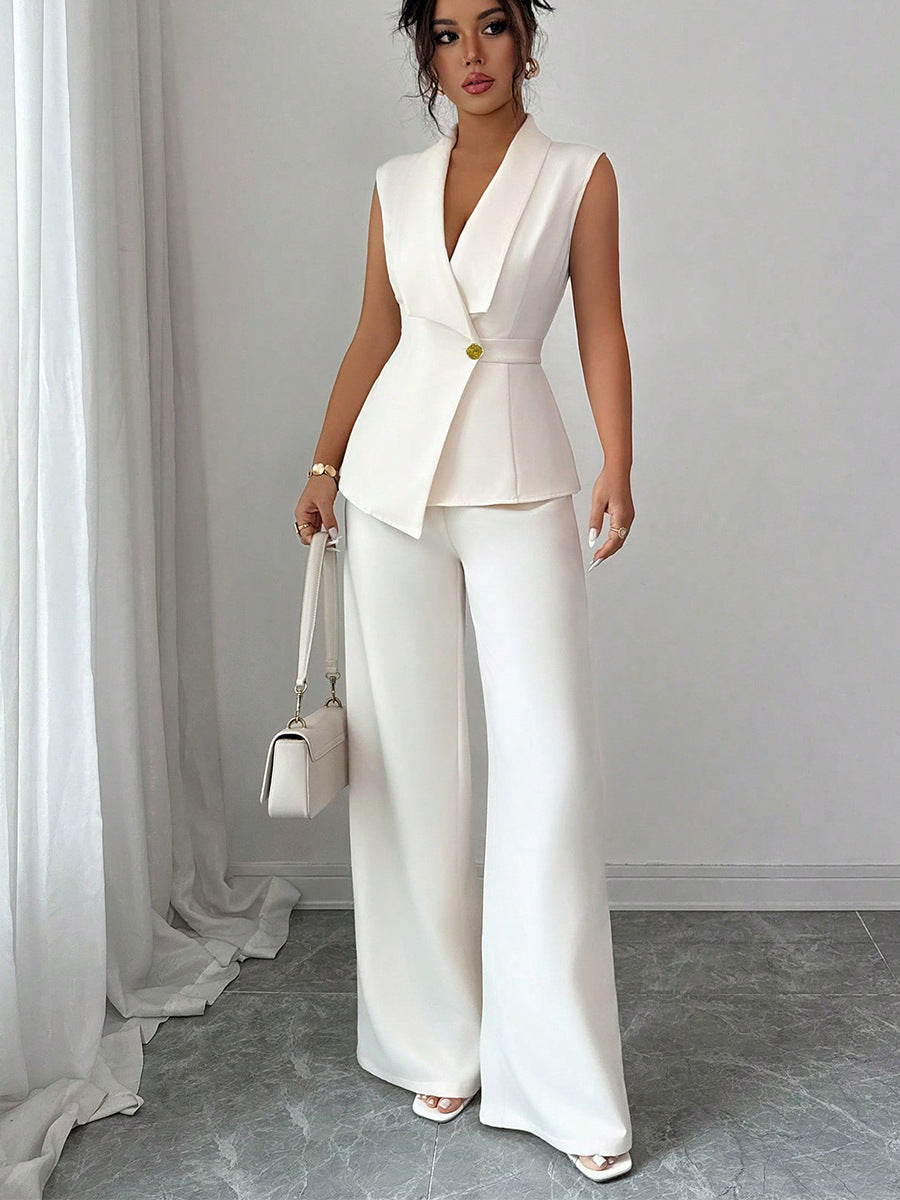 Women’s Elegant 2-Piece Vest & Straight-Leg Pant Set