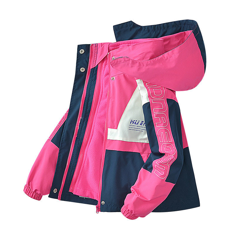 Girls' 3-in-1 Detachable Jacket  Thickened Autumn & Winter Coat