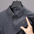 Men's Casual Long Sleeve Polo  Solid Color Loose Fit Plus Size
