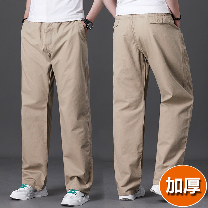 Men's Summer Thin Cotton Cargo Pants – Loose Fit Multi-Pocket Straight Casua